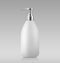 Vector Pump bottle white and silver products template design on gray background