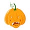 Vector pumpkin head portrait with angry emotions for Halloween celebration. gourd screams