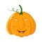 Vector pumpkin head portrait with happy smile emotions for Halloween celebration. cute cartoon gourd laught isolated on