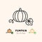 Vector Pumpkin icon Vegetables logo. Thin line art design