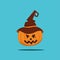 Vector Pumpkin with witch\\\'s hat in the halloween