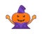 Vector pumpkin with wizard costume cosplay character