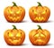 Vector pumpkins with set of different faces for halloween icon