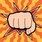 Vector of punching hand with a clenched fist aimed