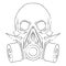 Vector punk steampunk lineart Skull with gas mask