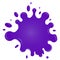Vector purple blot image. Cartoon stain on a white background. Glitter slime blot