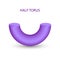 Vector purple half torus with gradients and shadow for game, icon, package design, logo, mobile, ui, web, education. 3D