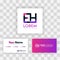 Vector Purple Modern Creative. Clean Business Card Template Concept. HE Letter logo Minimal Gradient Corporate. EH Company Luxury