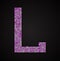 Vector purple pink glitter sequins dots letter - L