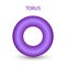 Vector purple torus with gradients and shadow for game, icon, package design, logo, mobile, ui, web, education. 3d donut