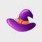 Vector purple witch hat flat icon for Halloween