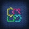 Vector puzzle, simple solutions, compatibility, solving problem neon sign.