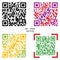 Vector QR code. A selection of multi-colored codes. Elements for your design.