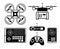 Vector quadrocopter or drone icon set