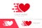 Vector quick heart logo combination. Fast love logotype design template.