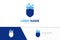 Vector quick shield logo combination. Fast security logotype design template.