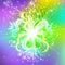 Vector radiant spiritual flower with rays of light, Magic flower, enlightenment or meditation and universe, magic scene,