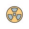 Vector radiation hazard sign flat color line icon.