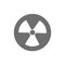 Vector radiation sign, radioactive warning gray icon.