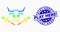 Vector Rainbow Colored Dot Cow Butchery Knives Icon and Grunge Play Here! Watermark