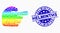 Vector Rainbow Colored Dot Index Finger Icon and Scratched Helminths Seal
