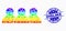 Vector Rainbow Colored Dot People Icon and Distress Dislike Watermark