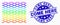 Vector Rainbow Colored Dot Rope Mesh Icon and Scratched Come Here Seal