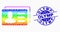 Vector Rainbow Colored Dot User Account Cards Icon and Grunge Olymp Watermark