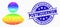 Vector Rainbow Colored Dot User Icon and Grunge Postmodernism Stamp