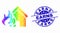 Vector Rainbow Colored Dotted House Fire Disaster Icon and Distress Earns Stamp Seal