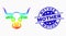 Vector Rainbow Colored Pixel Cow Head Icon and Distress Mother Stamp