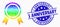 Vector Rainbow Colored Pixel Prize Seal Icon and Grunge 1 Anniversary Stamp Seal