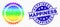 Vector Rainbow Colored Pixel Round Seal Stamp Icon and Scratched Happiness Stamp