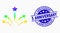 Vector Rainbow Colored Pixel Salute Star Fireworks Icon and Grunge 5 Anniversary Stamp Seal