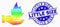 Vector Rainbow Colored Pixelated Burn Hand Icon and Grunge Little Size Stamp Seal