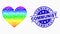 Vector Rainbow Colored Pixelated Love Heart Icon and Distress Communist Stamp Seal