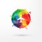 Vector rainbow grungy watercolor air plane icon inside circle with paint stains and blots