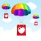 Vector rainbow parachute love concept