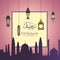 Vector Ramadan illustration with haning lanterns with frame for text