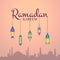 Vector Ramadan illustration with lanterns hanging on Ramadan