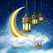 Vector ramadan kareem lantern realistic moon