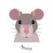 Vector rat head. Animal of Chinese zodiac symbol. flat cartoon