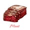 Vector raw fresh butchery meat slice isolated icon