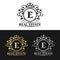 Vector real estate monogram logo templates. Luxury letters design. Graceful vintage characters with crown symbols.