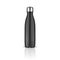 Vector Realistic 3d Black Empty Glossy Metal Reusable Water Bottle with Silver Bung Closeup on White Background. Design