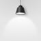 Vector Realistic 3d Black Spotlight, Hang Ceiling Lamp or Chandelier on Rope Illuminating the Wall Closeup on Grey