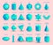 Vector realistic 3D blue geometric shapes isolated on pink background. Maths geometrical figure form, realistic shapes