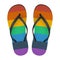 Vector Realistic 3d Colors of Rainbow Flip Flop Set Closeup Isolated on White Background. Design Template of Summer