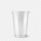 Vector realistic 3d empty clear plastic disposable cup closeup isolated on transparency grid background. Design template