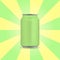 Vector realistic 3d empty glossy metal green aluminium beer can or pack. Icon 330ml. Suitable for for alcohol, soft drink, soda,